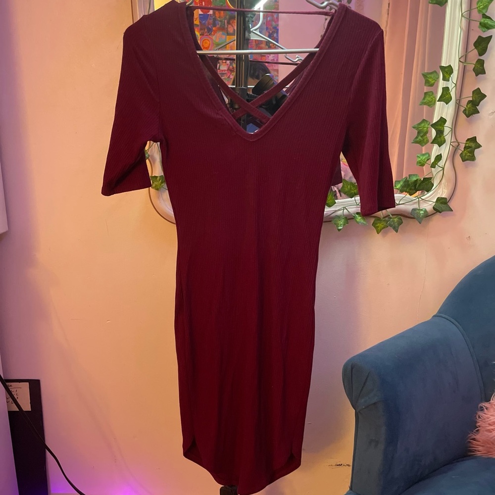 Girls Red Velvet Tight Dress